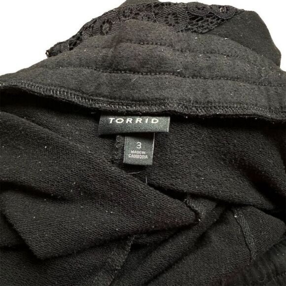 EUC Torrid Plus Size Women's Black Lace Trim Jogger Pants Black Size 3 - Picture 10 of 12